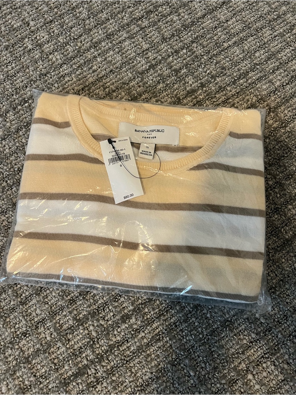 Banana Republic Men’s Cream & Tan Striped Sweater